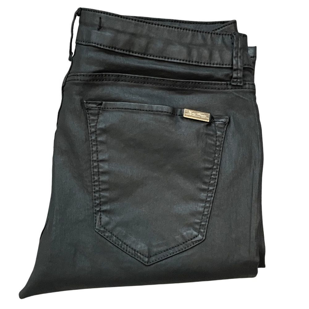 Zara Black Vegan Leather Y2K Moto Jeans Size 2 - Picture 6 of 10